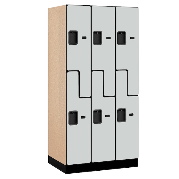 Wardrobe Locker, 36" W, 21" D, 76" H, (3) Wide, (6) Openings, Gray